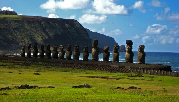 Just some of the colossal statues at Easter Island