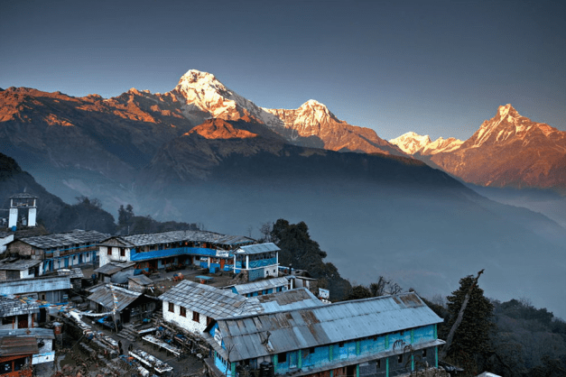 The Himalayas are a dominating sight throughout Nepal